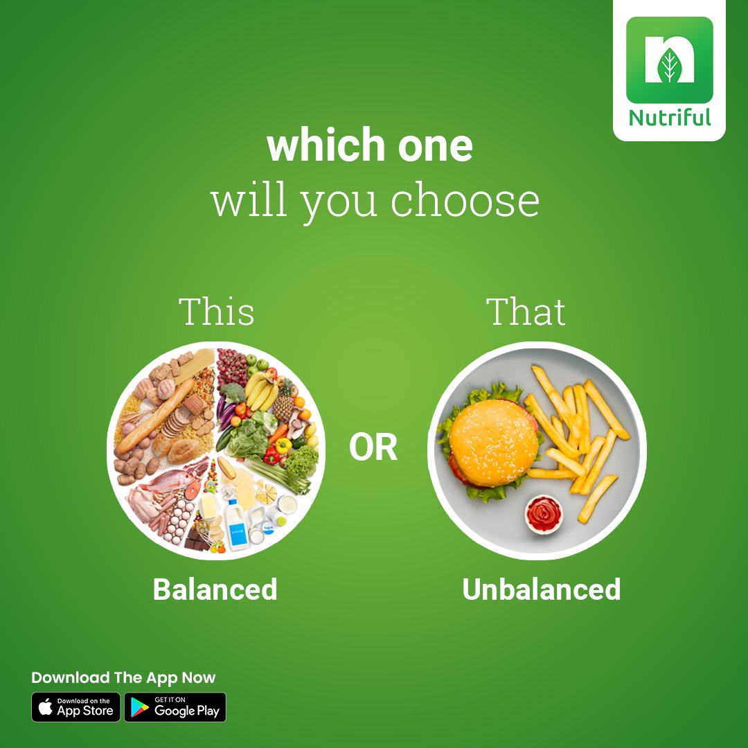 Which option would you like to choose? Balanced or Unbalanced food? 

#Nutriful #Nutrition #Balancedfood #Unbalancedfood #Healthy #Balancedlifestyle #Goodfood #Eatsmart #Balanceddiet #Balancedmeals #Healthyhabits