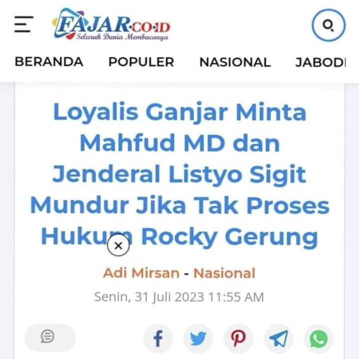 Mohon Dengan Sangat  
Bpk Polisi <a href="/DivHumas_Polri/">Humas Polri</a> 
Bpk <a href="/ListyoSigitP/">Listyo Sigit Prabowo</a> 
Bpk <a href="/mohmahfudmd/">Mahfud MD</a>  
Untuk Segera Memproses Scara Hukum  Kepada <a href="/rockygerung/">Rocky G</a> 
Terkait Penghinaan Kepada Bpk Presiden <a href="/jokowi/">Joko Widodo</a>