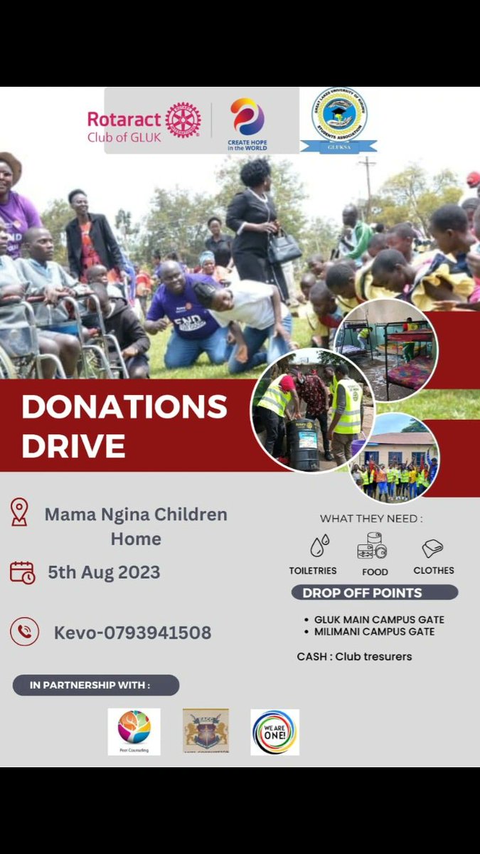 RacGluk's tweet photo. RacGluk brings to you donations drive aimed at putting a smile on the face of the innocent souls at Mama Ngina children's home in Kisumu,. let's all come together to support this great cause https://t.co/pPcK1RZrX8