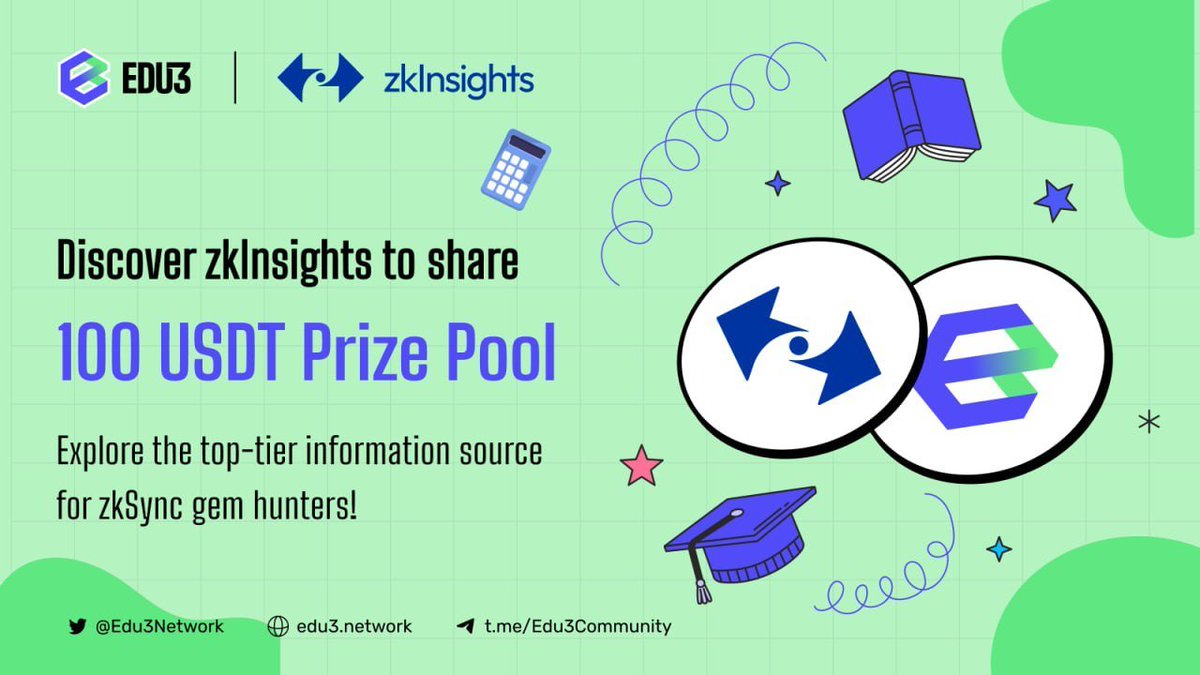 Edu3Protocol's tweet image. ⚡ Introducing Web3 Ads with Edu3 x zkInsights partnership ⚡

Explore @zkInsight and get a chance to share 100 $USDT prize pool!

✅ Join: edu3.network
✅ Wander in the Edu3 city, watch the banner of @zkInsight and claim your prize!

#Edu3 #zkInsight #zkSync