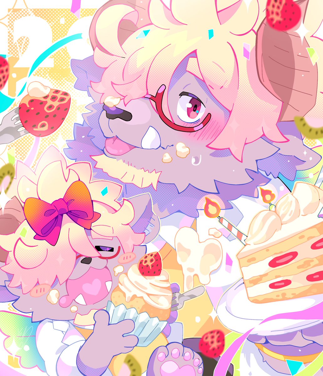 food furry male cake furry fruit strawberry male focus  illustration images