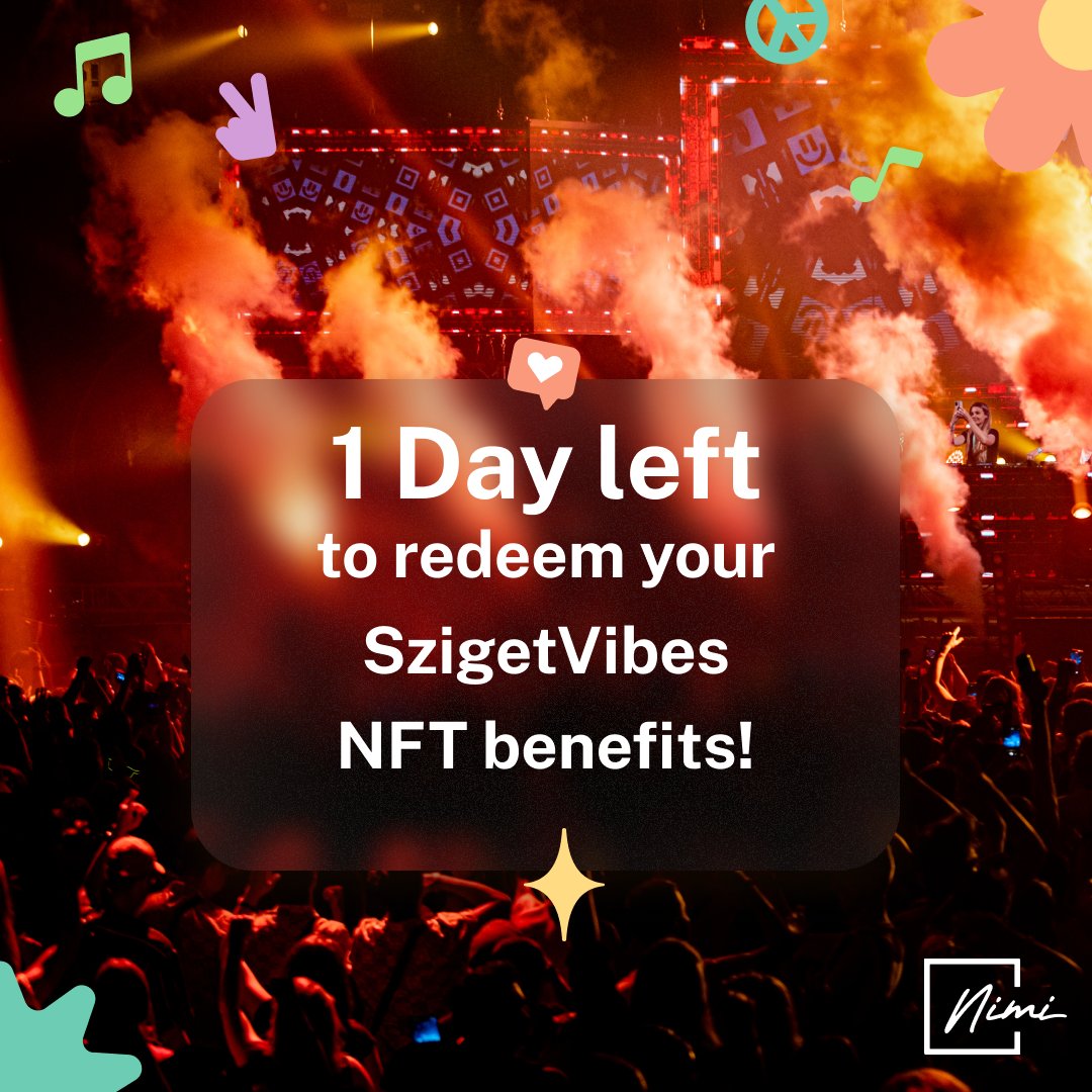 📢 Szitizens, this is your last day to redeem your NFT benefits! 

🎶Enjoy Early Bird ticket prices for <a href="/szigetofficial/">Sziget Festival</a> by redeeming your SzigetVibes NFT benefits here: nimi.live/pages/szigetvi…

#SzigetFestival #szigetvibes #SzigetNFTclub #nftbenefits #sziget2023