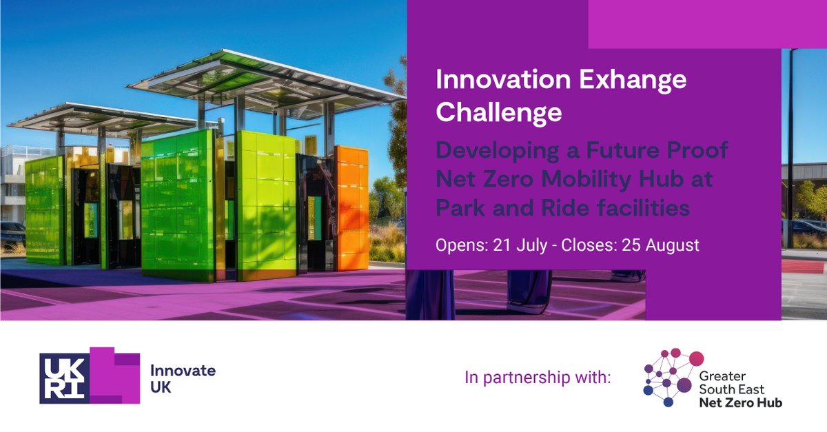 Innovate UK Business Connect (@iuk_connect) on Twitter photo @KTNUK Innovation Exchange Programme, in partnership with four Local Authorities and <a href="/GSENetZeroHub/">Greater South East Net Zero Hub</a>, are looking for #innovators that can develop a Future Proof Net Zero Mobility Hub at Park and Ride facilities. Learn more and apply: bit.ly/3KdRrym
#InnovationChallenge @KTNUK Innovation Exchange Programme, in partnership with four Local Authorities and <a href="/GSENetZeroHub/">Greater South East Net Zero Hub</a>, are looking for #innovators that can develop a Future Proof Net Zero Mobility Hub at Park and Ride facilities. Learn more and apply: bit.ly/3KdRrym
#InnovationChallenge