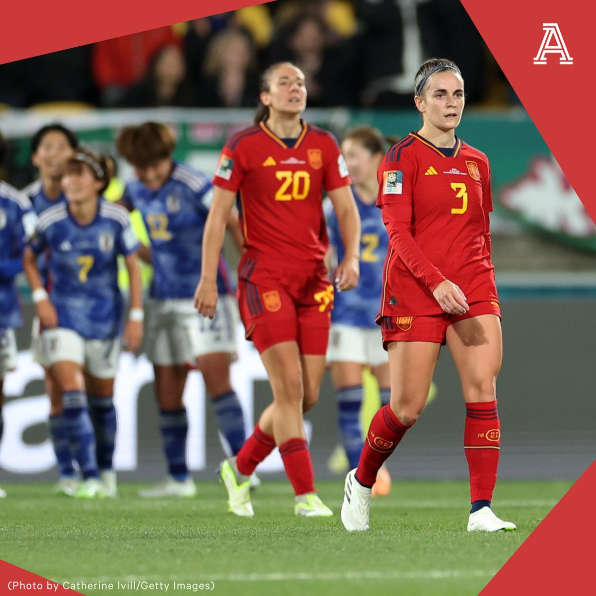 TheAthleticFC's tweet photo. Before today's game, Spain hadn't conceded a goal in their last 544 minutes of action.

Japan scored three in 45 minutes.

#FIFAWWC | #JPN | #ESP | #JPNESP https://t.co/3JsBPMN3HQ