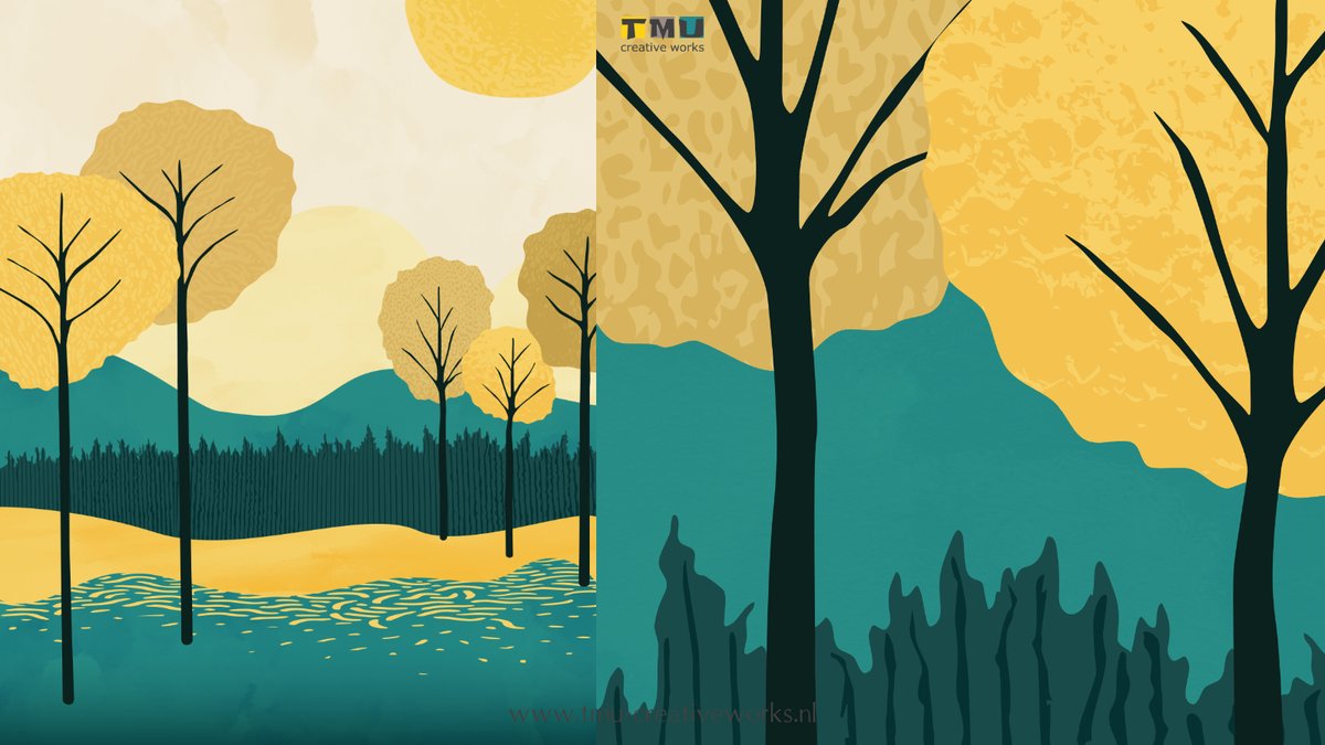 art_tmu's tweet photo. Golden trees in the sun, abstract landscape in teal and gold (yellow). #art #kunst #abstractart  https://t.co/4osAKMvKgM https://t.co/TejHIcj2Av