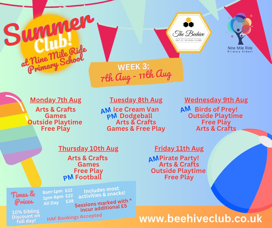 BeehiveOf's tweet photo. We're looking forward to another week of fun and adventure at our Summer Holiday Clubs starting at 8am tomorrow!
Details of our clubs, all weekly schedules, registration and booking can be found at:
https://t.co/NIhEo3fpR9
#summerholidayclubs #berkshireholidayclubs https://t.co/8r3Uuhnsci
