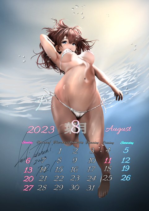 8月のカレンダーです
よろしければダウンロードしてお使いください
#8月カレンダー 
#8月も仲良くしてくれる人リプかいいね 
#暑いので水着絵で体温調節する 