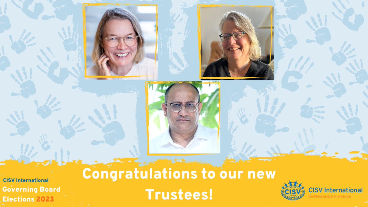 Exciting News! 🎉 We're thrilled to announce the successful election of three candidates to the CISV International Governing Board:

Anirudh Singh 2023-2026.
Emma Meurling 2023-2026.
Marlien McKay 2023-2024.

Click the link to find out more: bit.ly/3ZCbixx