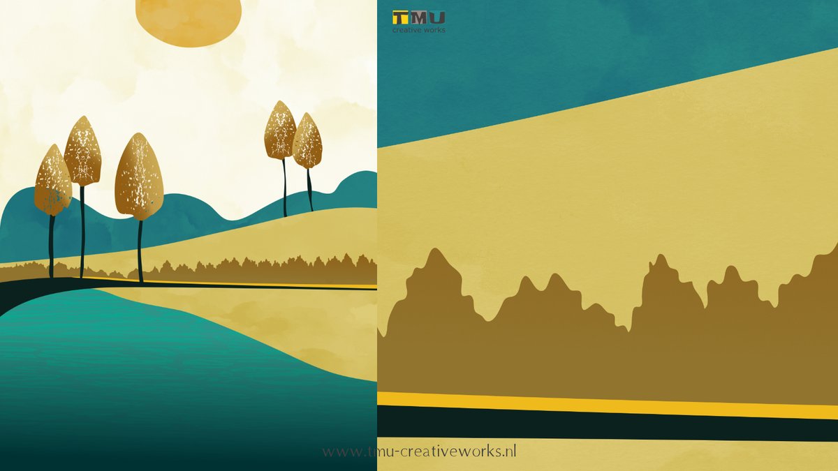 art_tmu's tweet photo. Abstract landscape in gold an teal featuring trees in the sun. #art #kunst #landscape #abstractart https://t.co/4osAKMvcre https://t.co/XFoK7fhVdV