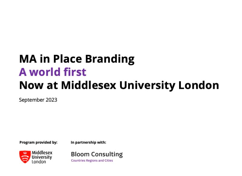 Starting in September 2023, this one-year full-time (2-3 years part-time) post-graduate degree will be open for applications!
 
For more information, visit: bit.ly/42zaRVZ
 
Join us in shaping the future of #PlaceBranding!
#BloomConsultingEducation