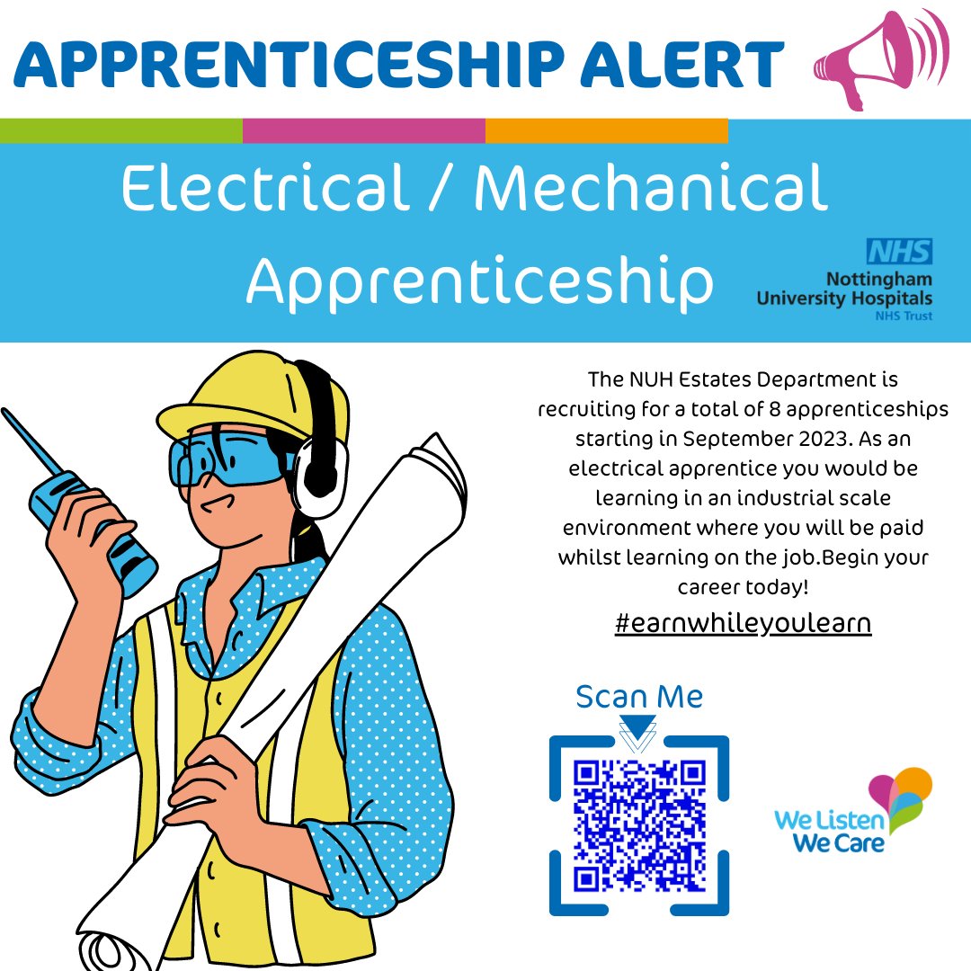 The Nottingham University Hospitals Estates and Facilities department are pleased to announce that applications for their next intake of Electrical / Mechanical Apprentices are now live on our job website! To apply, click the link nuh.nhs.uk/jobs#!/job_lis…
#earnwhileyoulearn
#NHS