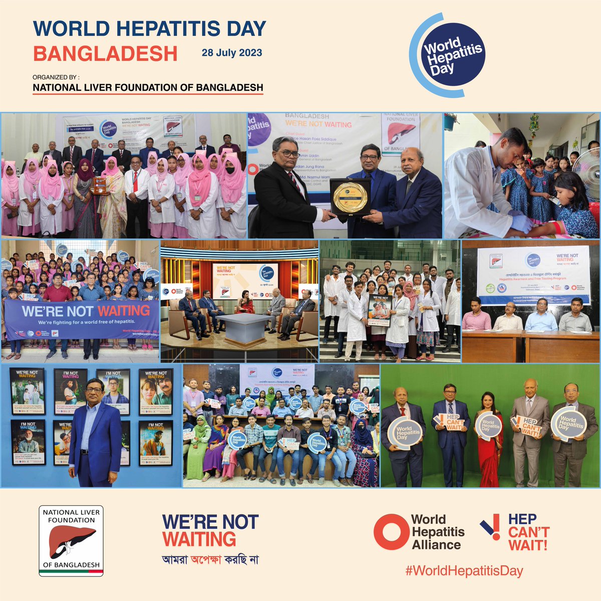 #HepCantWait
#WorldHepatitisDay 2023 in Bangladesh by @bd_liver.
#Awareness #Advocay #Testing #Vaccination #Publication
We’re #NotWaiting. #Bangladesh #WHD
@Hep_Alliance