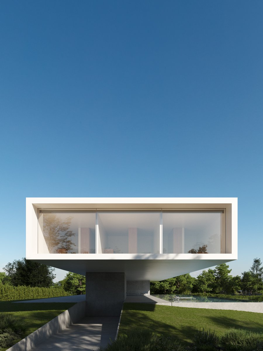 FranSilvestreAr's tweet image. NEW PROJECT
The significant weight of the upper volume is suspended on just two points of contact, creating a sense of lightness in the project that makes it appear as if it’s floating above the ground.⁣