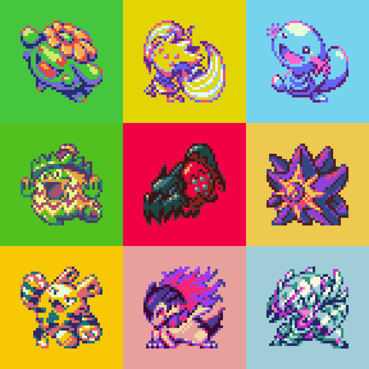 32×32ポケモンドット絵 9枚描いたらまとめる編 ーーーー ポポッコ