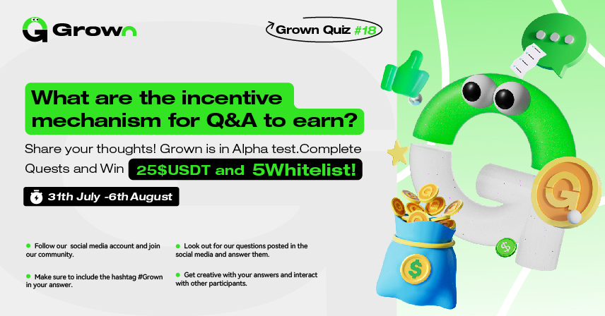 grown_app's tweet photo. #Grown Quiz 🌱 #18
We are excited to launch our eighteenth weekly Q&amp;A

What are the incentive mechanism for Q&amp;A to earn?

Complete @taskonxyz  tasks to qualify for:
💸 Share $25 #USDT + 5 #Whitelists
Enter here:https://t.co/7TZP8z1oZD

📆31 July-6 August 2023 https://t.co/063TBviidI