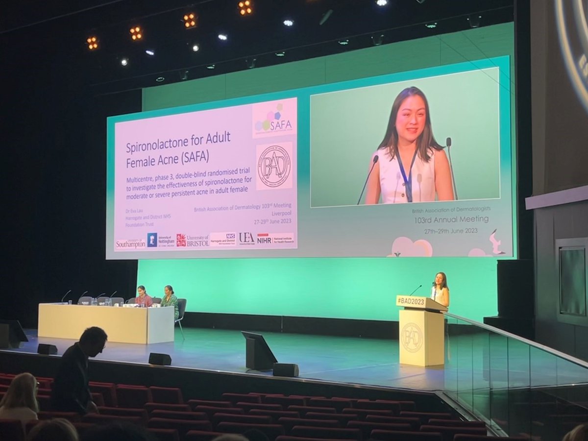 safaacne's tweet photo. Huge congratulations to #SAFA team member Eva Lau who won the award for Best Registrar Presentation at the British Association of Dermatologists 103rd Annual Meeting 👏👏

#acne #AcneResearch #AdultAcne #dermatology https://t.co/kotknZqAAK