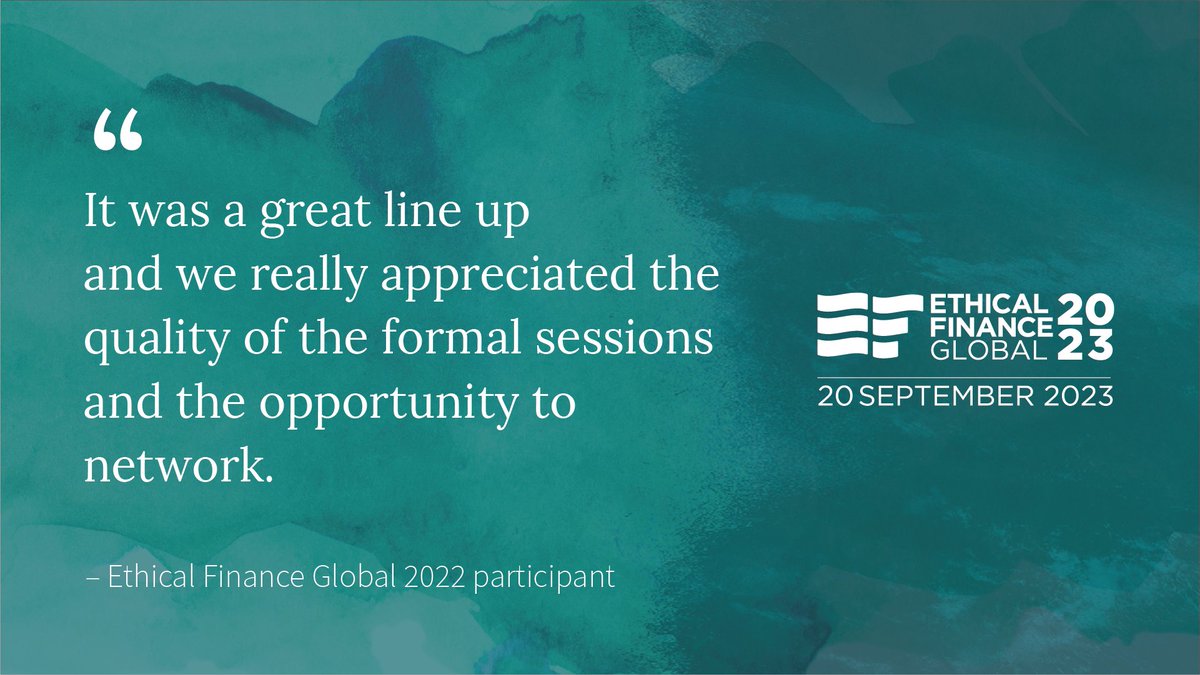 "It was a great line-up and we really appreciated the quality of the formal sessions and the opportunity to network." - Ethical Finance Global 2022 participant.

Join #EFGlobal23 in Edinburgh on 20 September.

globalethicalfinance.org/our-work/ethic…