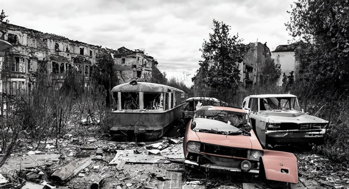 no humans car motor vehicle ground vehicle vehicle focus ruins scenery  illustration images