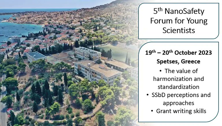 📢 Join the 5. Nanosafety Forum for Young Scientists!
🗓️ 19 -20 October 2023
📍 Spetses, Greece 🇬🇷
More information:
nanosafetycluster.eu/5th-nanosafety…
Register now!