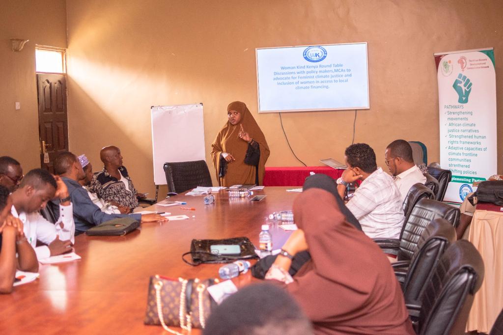 WomankindKenya's tweet photo. To advocate for feminist #ClimateJustice  and inclusion of #women in access to local climate financing. Grassroots women’s rights groups need simplified and direct access to climate finance, through inclusion in decision-making and policy formulation.#DecolonizeClimateFinanceNOW https://t.co/PZwWGodpS2