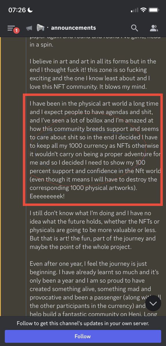 MerzStreetArt's tweet photo. @HENI #TheCurrency Thinking of community moments over the past year, I got the Hitchcock Psycho moment! FOR GODS SAKE! I BURNT AN ORIGINAL HIRST PAINTING! The communities shared thoughts &amp; knowledge helped shaped my decision, &amp; when DH decided to keep his 1000 I felt assured 🖼️❤�� https://t.co/Vt7wS4lvQD