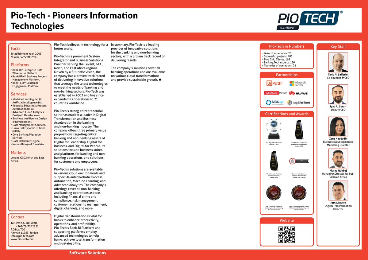 MediaScopeLLC's tweet photo. Read the @Pio_Tech  profile in "Who's Who in Jordan's ICT" 2023, published by MediaScope.
Online profile: https://t.co/xIEBxLlrBS...
Download complete directory (PDF): https://t.co/DL1MLXKY2d https://t.co/fL8P6l5VOb