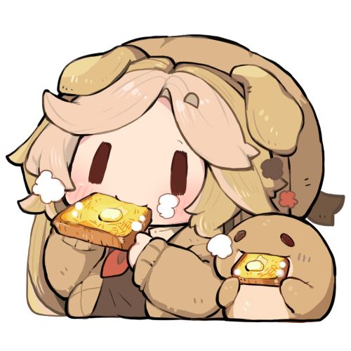「Skebで依頼してもらったパンっぽい犬の子のスタンプ焼きたてパンみたいな犬いいよ」|ねこだーそんのイラスト