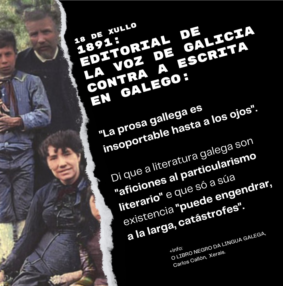 carloscallon's tweet photo. Todo isto aconteceu nun mes como o que agora acaba. Ti coidas que, sen todos estes paus nas rodas, a situación do galego sería a que é hoxe?

Rebélate contra tanta infamia. Fala, escribe... vive en galego.

#Olibronegrodalinguagalega #QueremosGalego https://t.co/GaEDJjHxJD