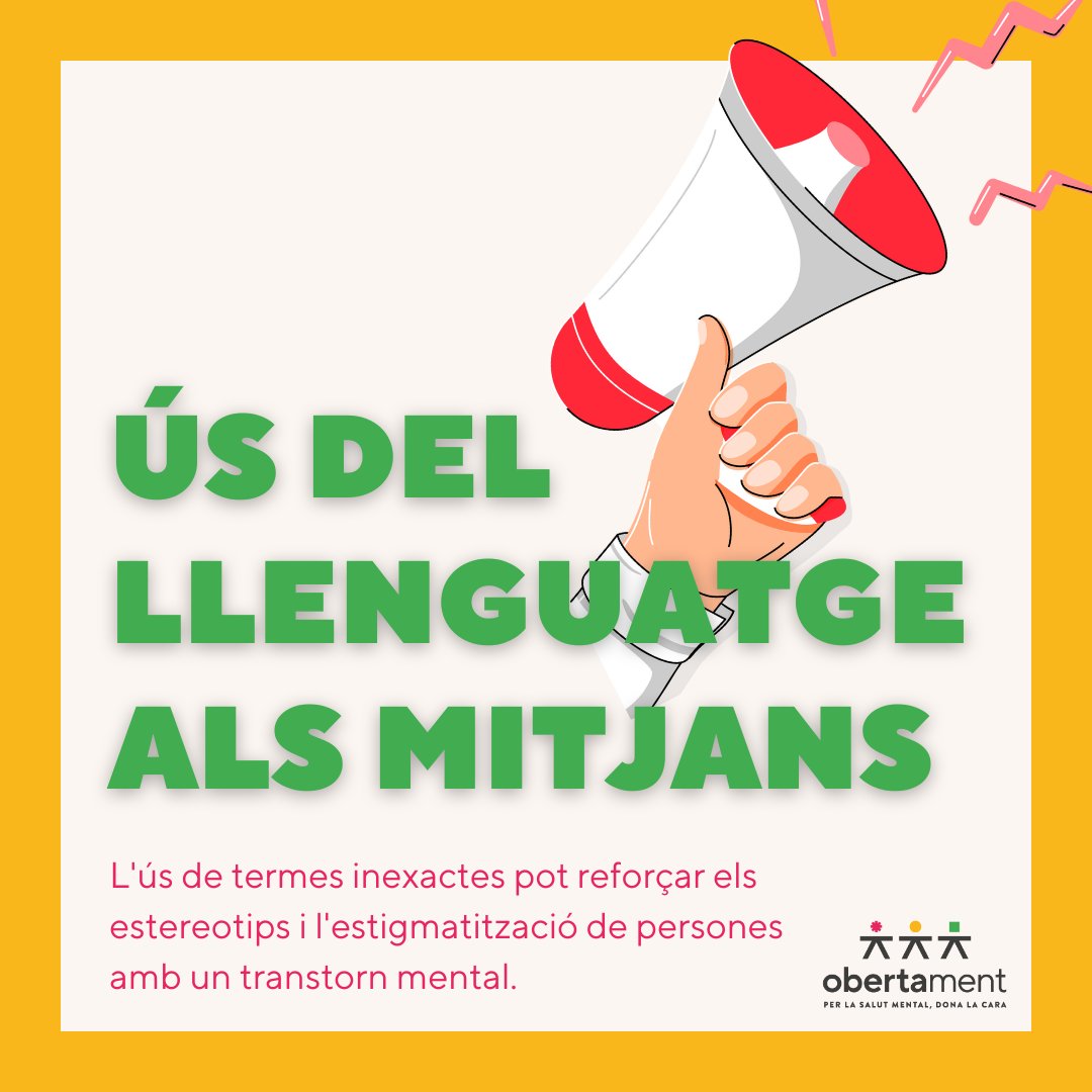 obertament_sm's tweet photo. 📢 Recomanacions per informar sobre salut mental

👉 Si els mitjans de comunicació escullen un llenguatge adequat per descriure les persones amb problemes de #salutmental, tenen el poder de reduir l'estigma i no perpetuar estereotips 

🧵 Obrim fil 👇 https://t.co/00jnFhwrYT
