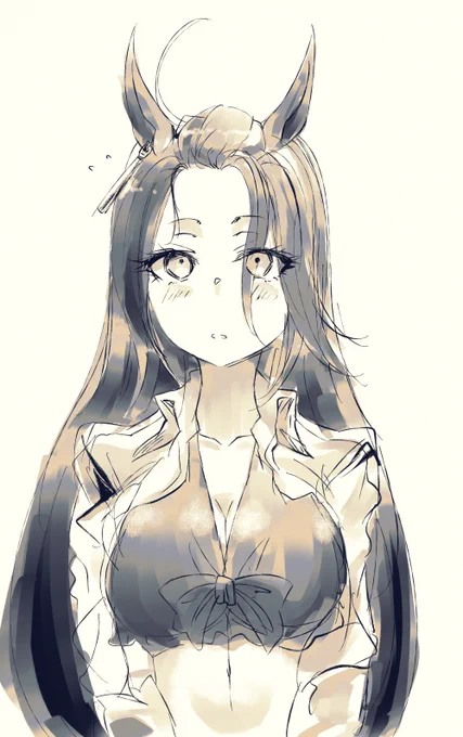 「髪型アップ名の新鮮で可愛いな(水着にあってるね。)」 バグって逆をいうトレーナーの図。