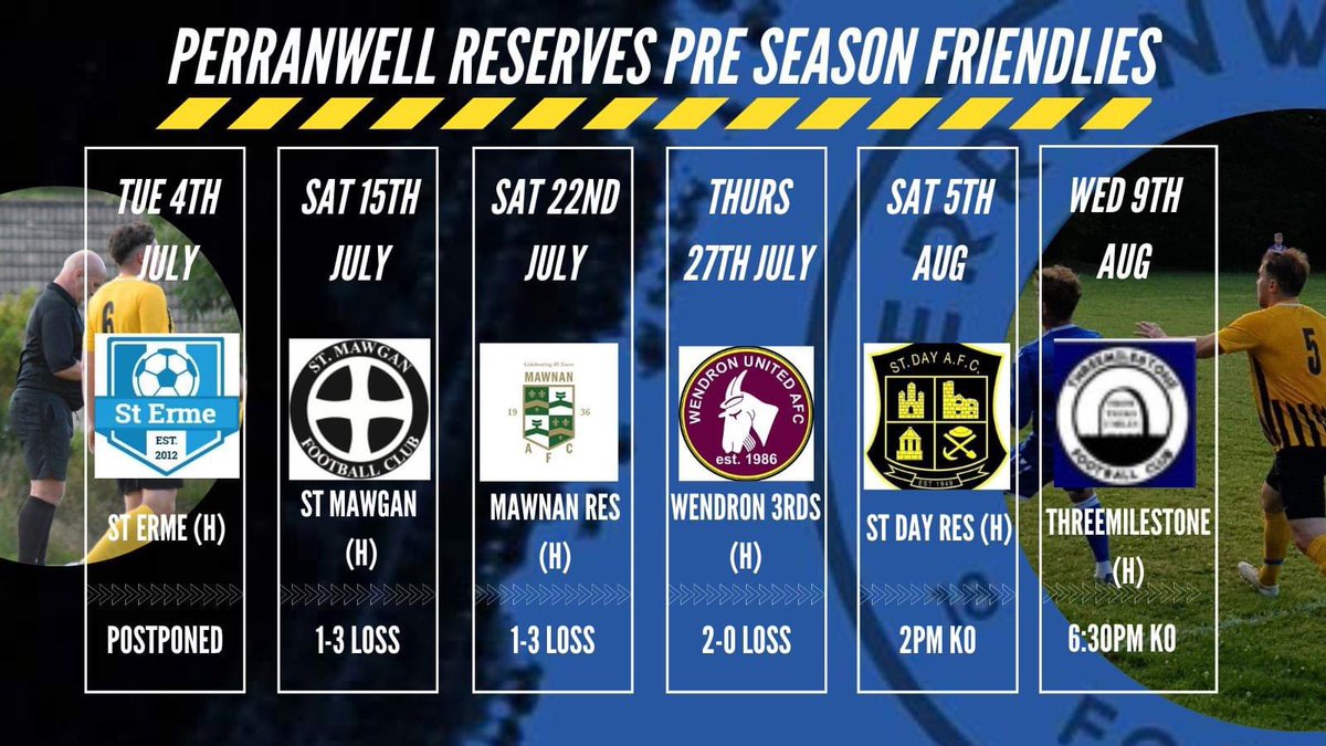 Perranwell AFC (@perranwellafc) on Twitter photo Thanks to <a href="/WendronUtdAFC/">Wendron United AFC</a> 3rds for travelling across for the PSF against our Reserves last week💙🖤
Also, a massive thank you to <a href="/PenzanceAFC/">Penzance AFC</a> for hosting us on Friday night and for the hospitality⚽
Wishing both teams all the best for the rest of the season🙌
#TheMightyWell Thanks to <a href="/WendronUtdAFC/">Wendron United AFC</a> 3rds for travelling across for the PSF against our Reserves last week💙🖤
Also, a massive thank you to <a href="/PenzanceAFC/">Penzance AFC</a> for hosting us on Friday night and for the hospitality⚽
Wishing both teams all the best for the rest of the season🙌
#TheMightyWell