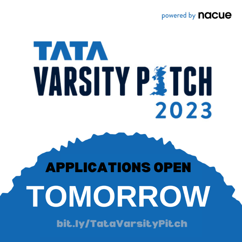 NACUE's tweet photo. 24 HOURS TO GO until we launch this year’s @TataEurope Varsity Pitch Competition  ⏰

We're on the lookout for the best student and recent grad businesses for a chance to win £15,000 equity-free and a national title.

Be notified when applications open 👉https://t.co/TUA3QwPdTU https://t.co/eIIqnPSBYZ