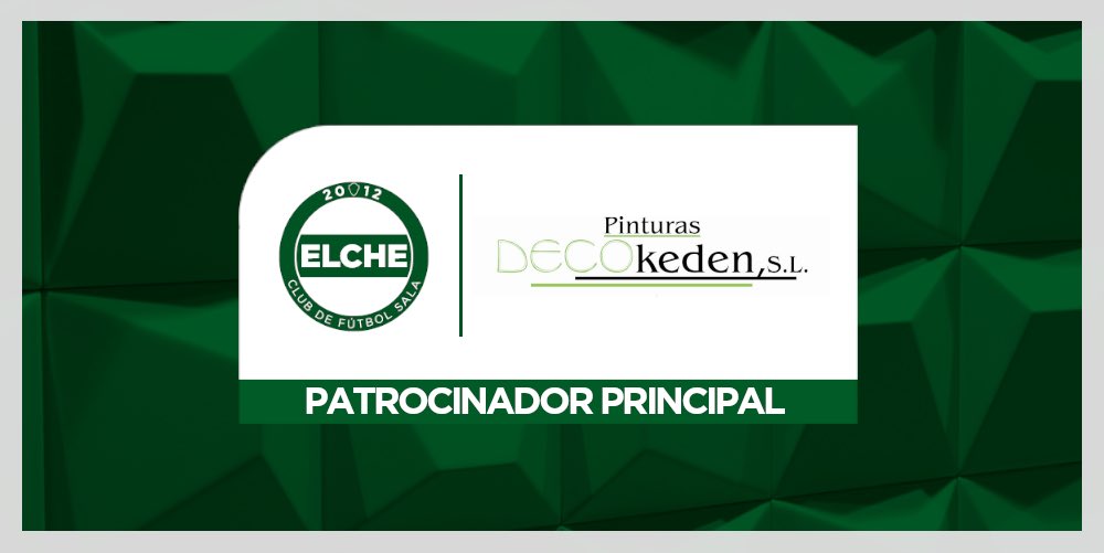 🎖️ 𝗣𝗔𝗧𝗥𝗢𝗖𝗜𝗡𝗔𝗗𝗢𝗥 | 23-24

🆕 <a href="/Decokeden/">Pinturas Decokeden</a> se une al #ElcheCFS 🥰

✅ Patrocinador principal
✅ Naming oficial del primer equipo

👉 𝗘𝗹𝗰𝗵𝗲 𝗖.𝗙. 𝗦𝗮𝗹𝗮 𝗗𝗲𝗰𝗼𝗸𝗲𝗱𝗲𝗻 𝗣𝗶𝗻𝘁𝗼𝗿𝗲𝘀 👈

💻 elchecfsala.es/decokeden-nuev…

#MuchoSala 💚🤍