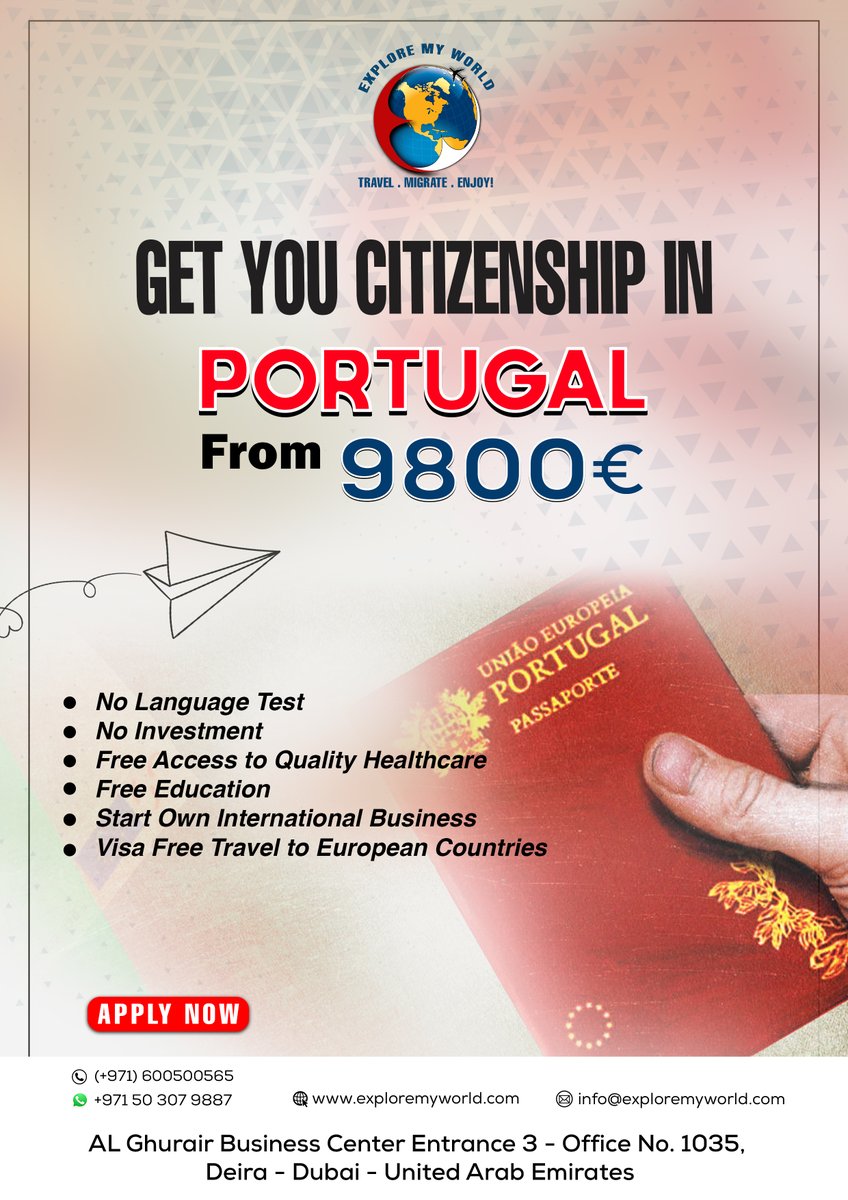 🌟 Embrace a new adventure! Obtain Portuguese citizenship from €9800.
#portuguesecitizenship #europeanadventure #portugalimmigration #citizenshipineurope
#businessopportunityeurope #portagulvisa
#europeanculture #livinginportugal #traveleurope 
#EntrepreneurshipOpportunity