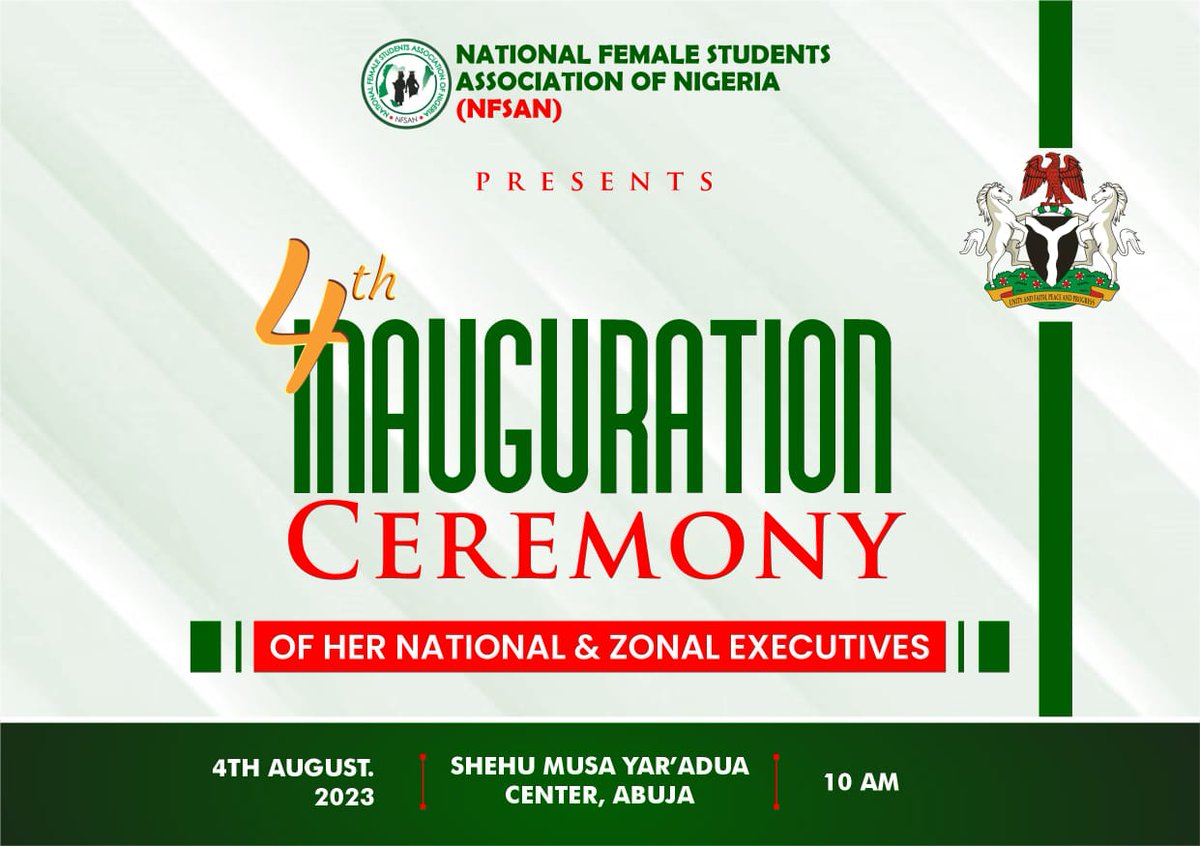 HessDelight's tweet photo. Join us for the Grand Inauguration,
I cordially invite you tothe highly anticipated inauguration event of the National Female Student Association of Nigeria.This momentous occasion will bring together aspiring young women from across the country.
Together,we can make a difference https://t.co/c5uQ50HX18