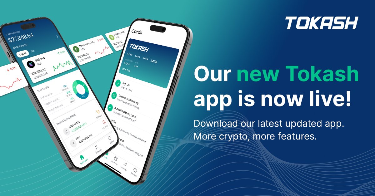 Our newly redesigned app in now available for download!

Follow the links and start saving, sending and spending with Tokash!

App Store - lnkd.in/d6acW8F4
Google Play - lnkd.in/dNiCYQRu

#stablecoins #qr #card #payment #benefits #cryptomarket #savings