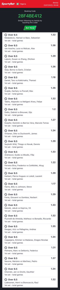BetParkO's tweet photo. Tennis ACCA🎾🥗💰
Booking Codes ♻️

450+ Odds - 28F4BE412
48 Odds Edit - E533E4F32

🎯🔞 https://t.co/QAqsmAIlDs