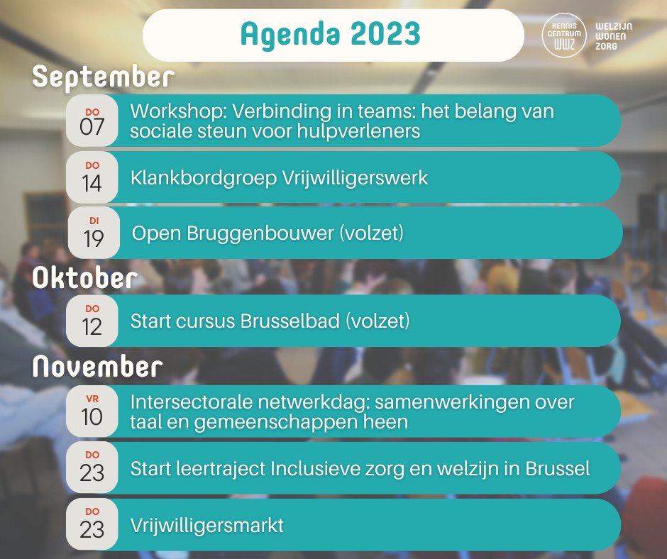Ontdek onze agenda voor dit najaar! Zien we jou binnenkort ook? kenniscentrumwwz.be/aankondigingen