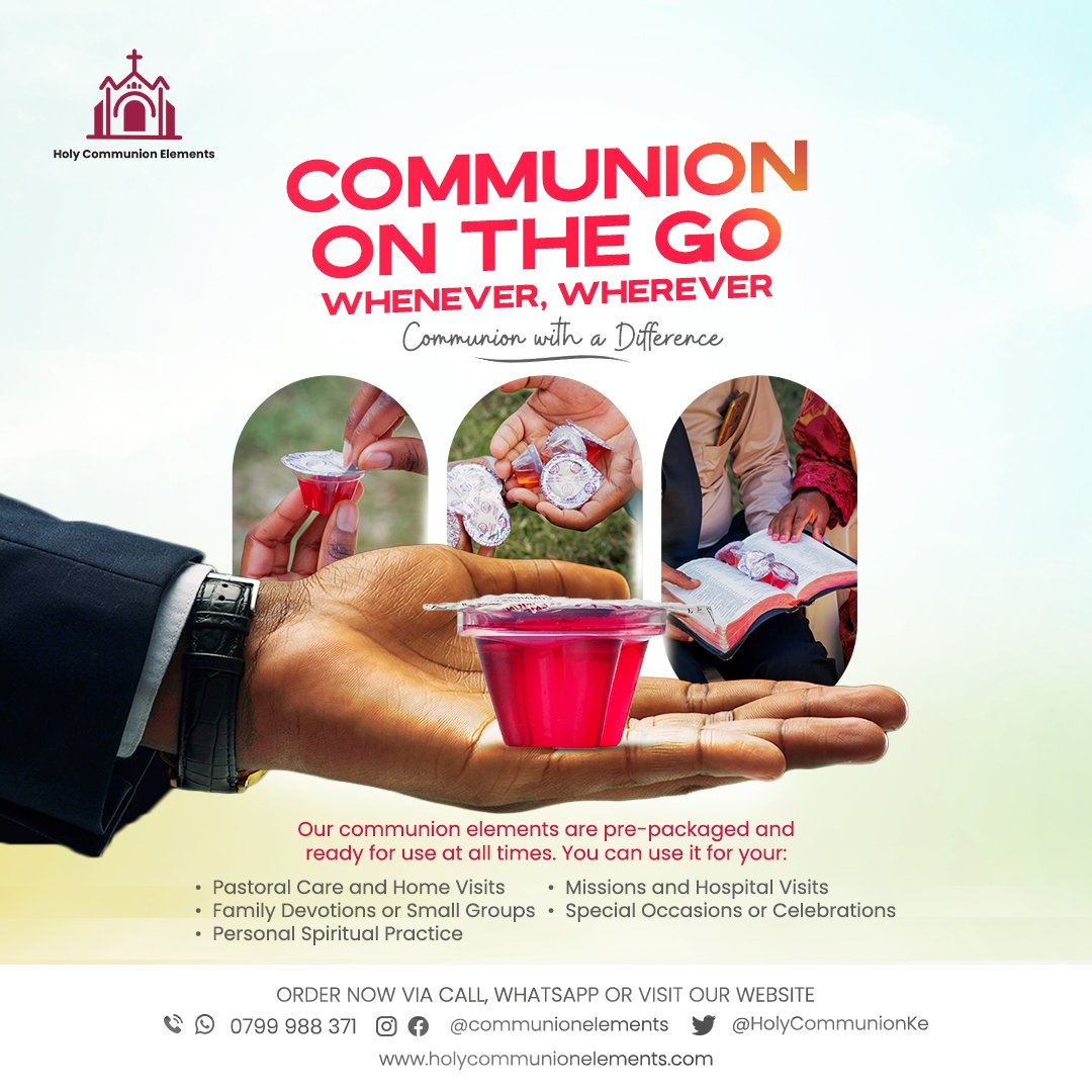 HolyCommunionKe's tweet photo. Celebrate Holy Communion with your loved ones in the comfort of your home with our specially curated Home Communion Elements. Whether you are unable to attend church or wish to have a more intimate communion experience, https://t.co/BmNFE27gyM