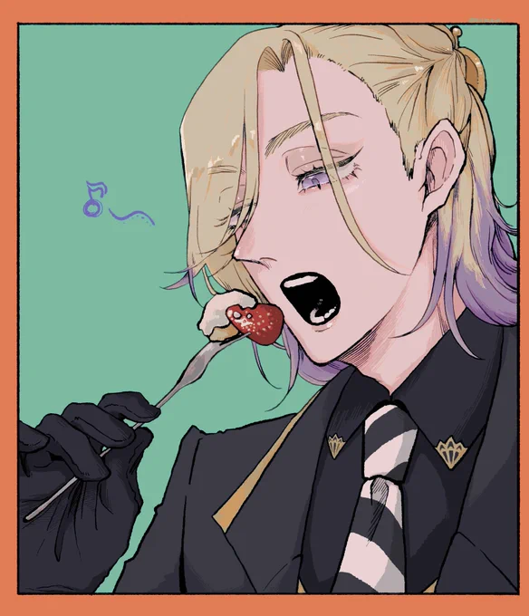 #ツイステ #ツイステファンアート  ヴィル様ハイカロリーなもの食べてるの見てたい