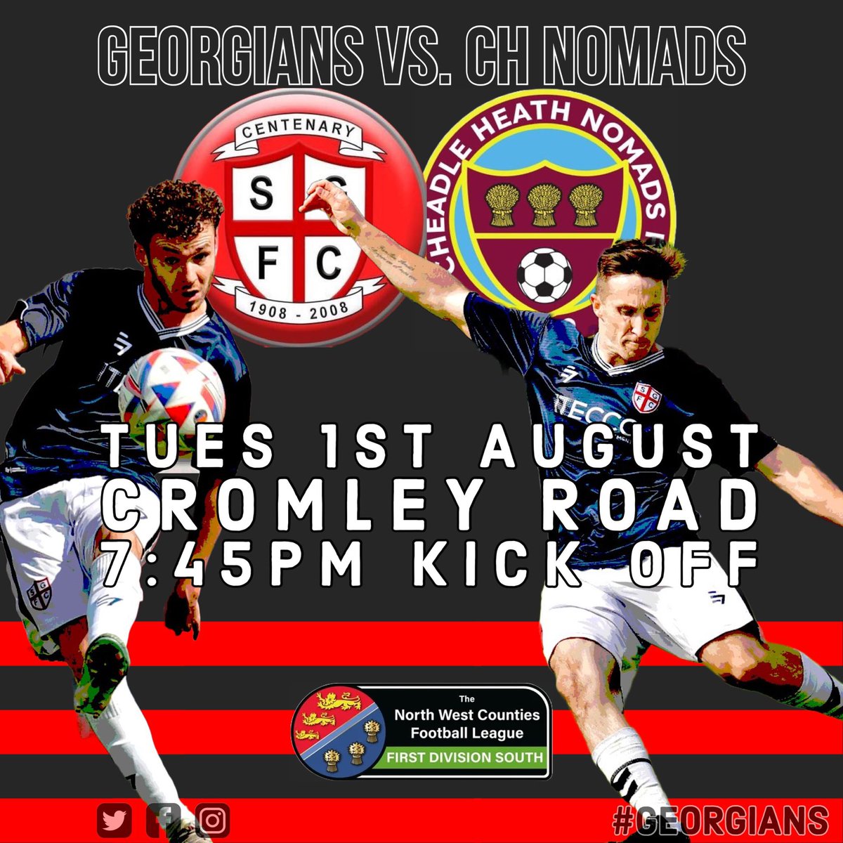 OfficialSGFC's tweet photo. Next Match: #Georgians v @CheadleNomads 

Get yourself down to the club for our first home @nwcfl game of the season ⚽️ 

📆 Tuesday, 1 August
⏰ 7.45pm kick-off
💳 £5 adults, £2.50 concessions

With gorgeous Greek gyros food courtesy of Il Camino 🇬🇷 https://t.co/HCUZd2rj3n