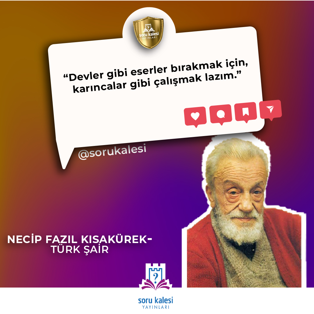 Türk Şair Necip Fazıl Kısakürek'in bu sözünü Soru Kalesi olarak biz çok beğendik! Sen ne düşünüyorsun?
#yks #motivasyon #felsefe #sözler #önemlibilgiler