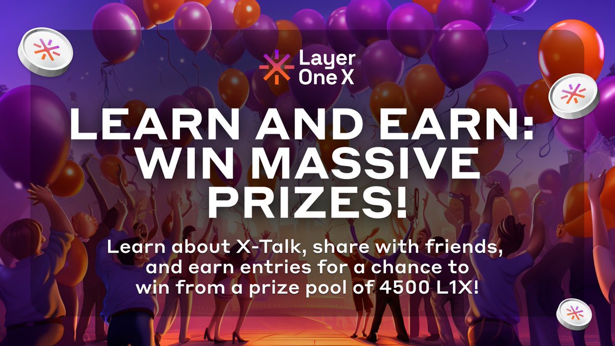 Join our Learn &amp; Earn Challenge for your chance to win from a prize pool of 4500 #L1X!

📚 Expand your crypto knowledge
🤝 Refer friends &amp; win together
🔒 Unlock exciting reward tiers

Join now: hubs.la/Q01ZnZrW0

#LayerOneX #DeFi #LearnToEarn