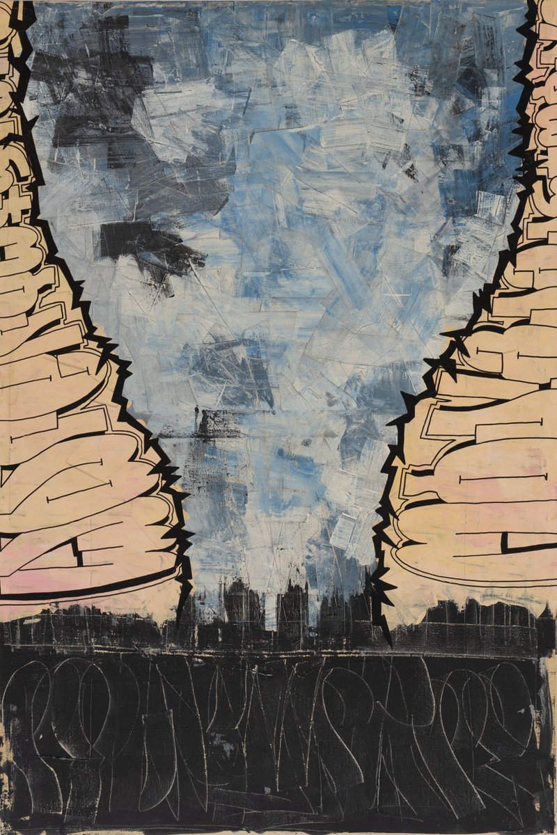m74k65's tweet photo. "City symphonies"
The painting exudes urban atmosphere and strength through the black stripe at the bottom, symbolizing the city. The vivid and expressive sky with dense strokes creates depth and contrast. https://t.co/Lk4ePUHKhh