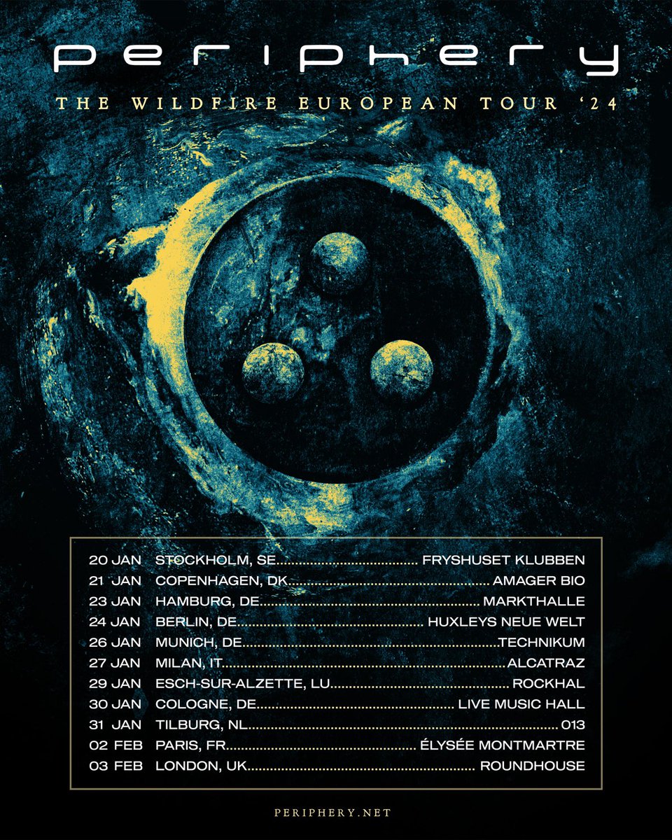 mishaperiphery's tweet photo. TOUR ALERT! European fans, get ready to kick off 2024 with us coming

Tickets for all shows go on sale this Friday at 11:00 am CET. Ticket links will be found at https://t.co/GTX4Y8YQsA which you can get to in the bio and story. 

We will announce the support acts at a later date https://t.co/d6cyXXEJbP