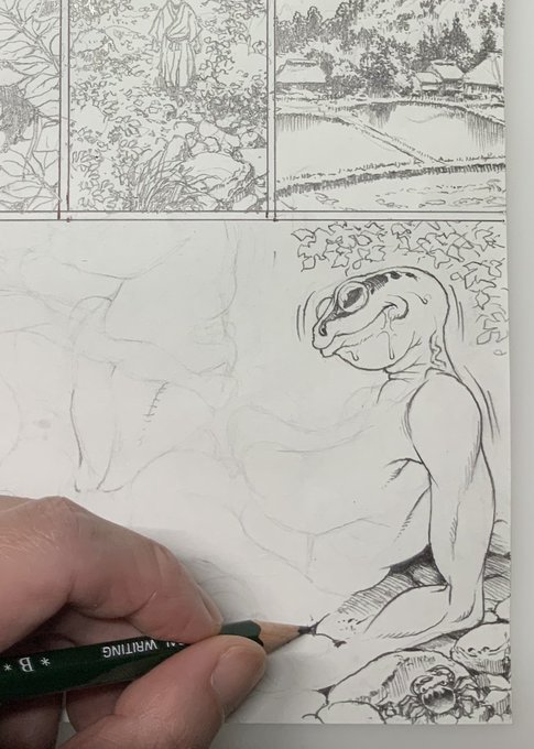 最近どうしても集中力が続かずどうしたものかと思い、久しぶりに紙に鉛筆で描いたら、線を引く度に鉛筆の先が潰れていく感覚が物凄い気持ち良くてどんどん捗る。拡大縮小やレイヤー変更も無し。デジタル作業に慣れたつもりではいたけど、やはり本質的に全く違う作業だ。 