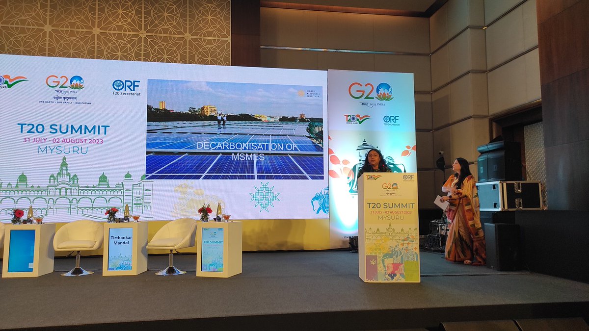 <a href="/kajol19/">Kajol</a> presenting the context for decarbonization of MSMEs who face myriad challenges. Cross country learnings for #MSMEs is a key topic at #think20 summit