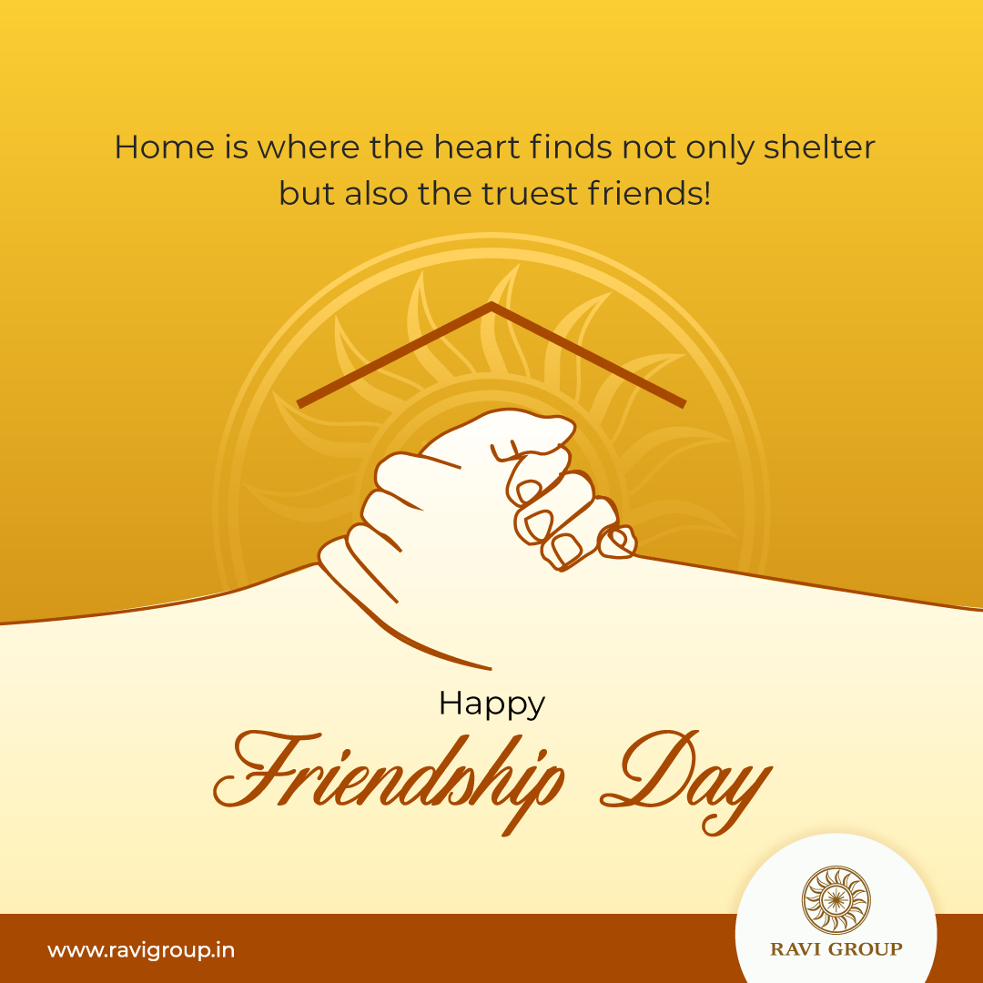 _RaviGroup's tweet photo. On this #FriendshipDay, let's #Celebrate the beauty of #HeartfeltConnections that turn houses into homes #Filled with #Love & #Laughter.
#HappyFriendshipDay!
.
.
.
#RaviGroup #Friends #FriendshipDaySpecial #FriendshipDay2023 #BestFriends #FriendshipGoals #Builders #RealEstate https://t.co/Kb8XyQOqX5