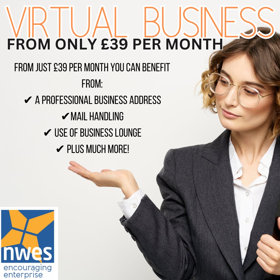 ⭐ Virtual Office ⭐

Setting up a business and don’t want to use your home address? Why not consider a virtual office?
From just £39 per month you can benefit from:

✔ a professional business address
✔mail handling
✔ use of business lounge
✔ plus much more!