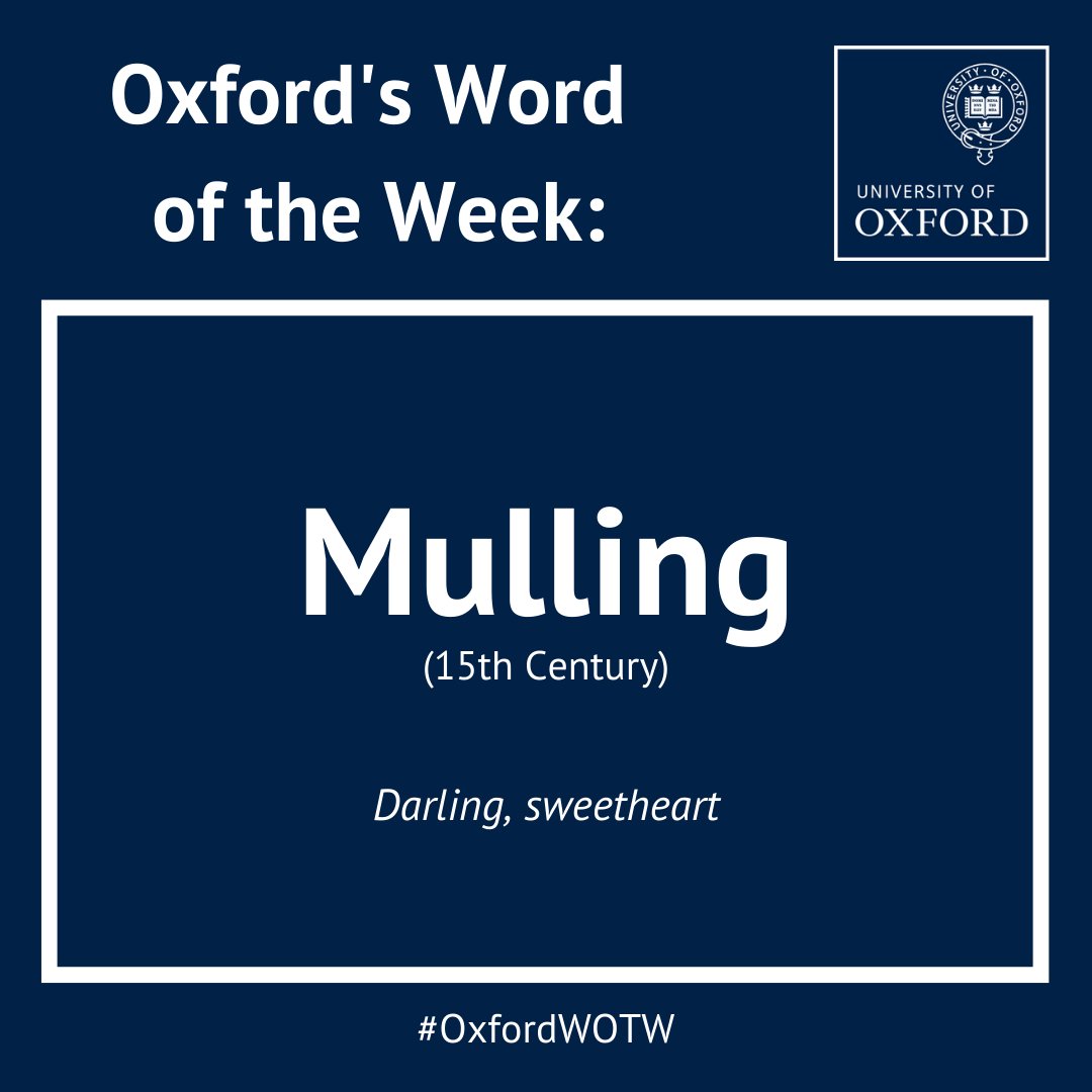 UniofOxford's tweet photo. Our Oxford Word of the Week from @engfac's Prof @SCPHorobin:  

Mulling: darling, sweetheart

#OxfordWOTW https://t.co/RprhWigE0Y